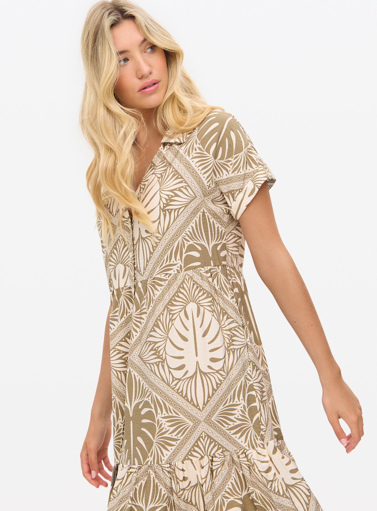 Green Leaf Printed Midaxi Shirt Dress 14 - Image 2 thumbnail