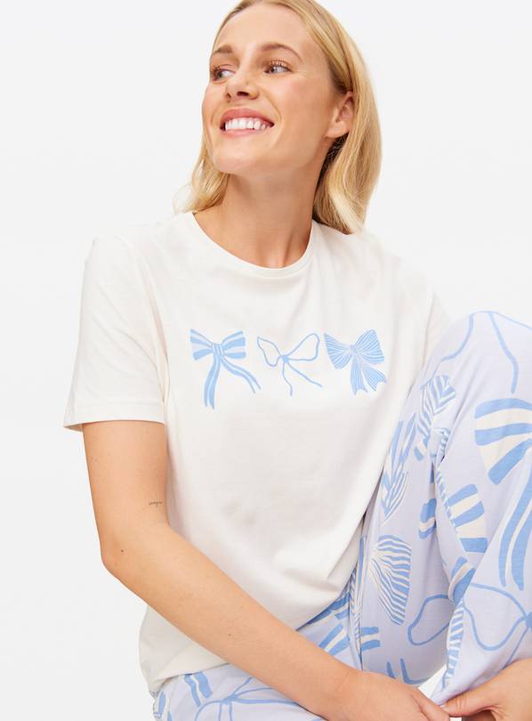 Blue Bows Printed Jersey Pyjamas L