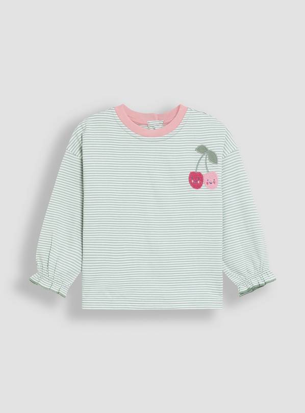 JOJO MAMAN BÉBÉ Cherry Applique Stripe Top 3-4 Years