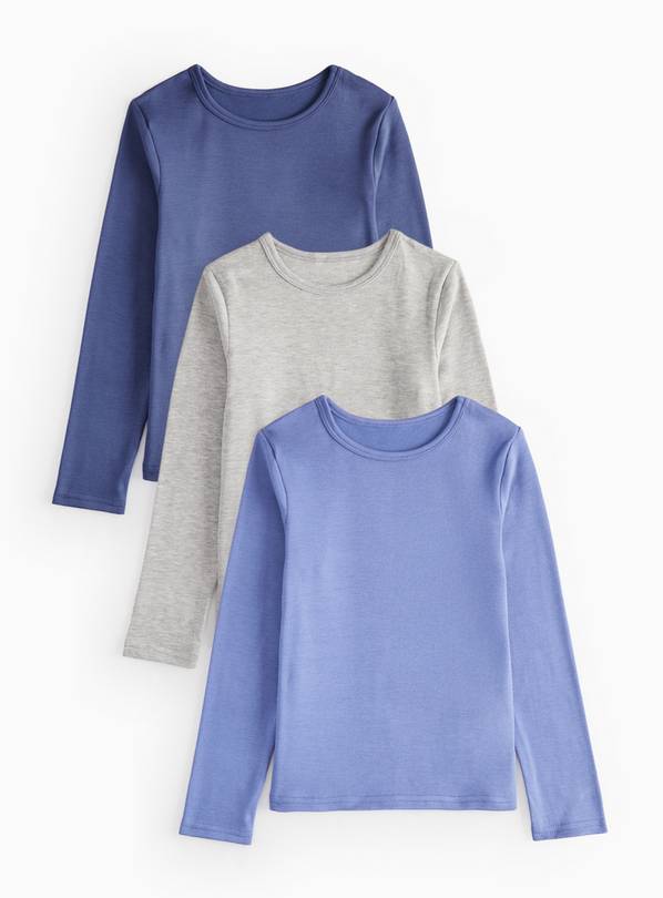 Blue & Grey Long Sleeve Thermal Tops 3 Pack 6-7 years