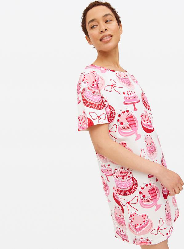 Pink cake & Bows Jersey Core Sleep Tee M