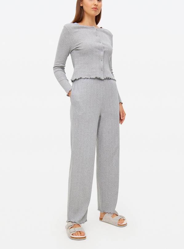 Grey Marl Pointelle Co-ord Pyjama Bottoms L