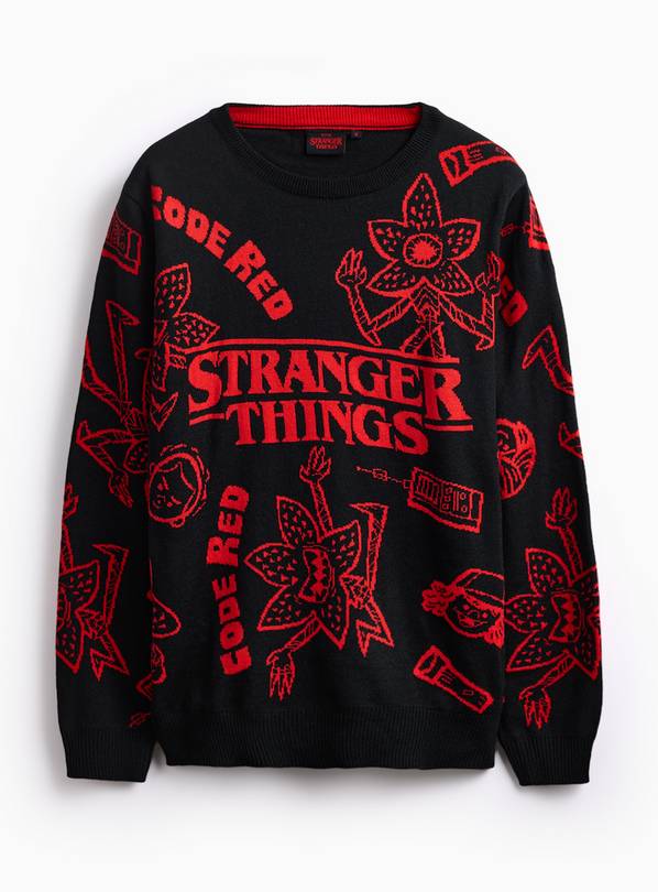 Mini Me Men's Stranger Things Black Crew Neck Jumper L