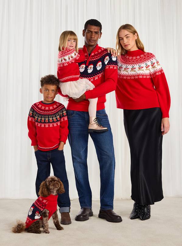 Buy Matching Family Kid's Red Christmas Robin Fairisle Jumper