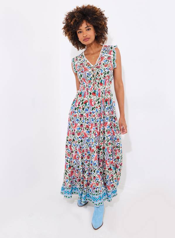 JOE BROWNS Beaded Floral Button Maxi Dress 8