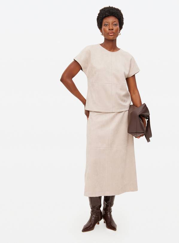 Beige Faux Suede Co-ord Midaxi Skirt 8