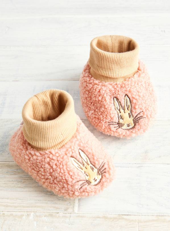 Peter Rabbit Pink Borg Fleece Booties  Up to 3 mths