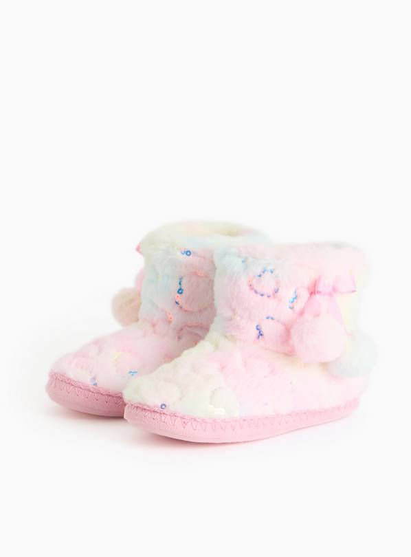 Plush Sequin Slipper Boots 6-7 Infant