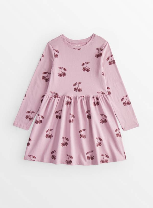 Pink Cherry Print Jersey Dress 11 years