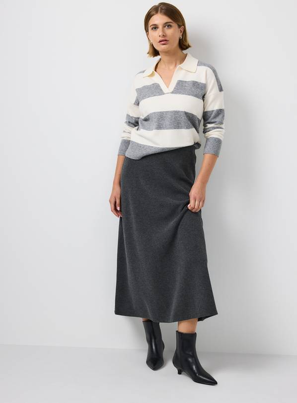 Charcoal Soft Column Midaxi Skirt 22