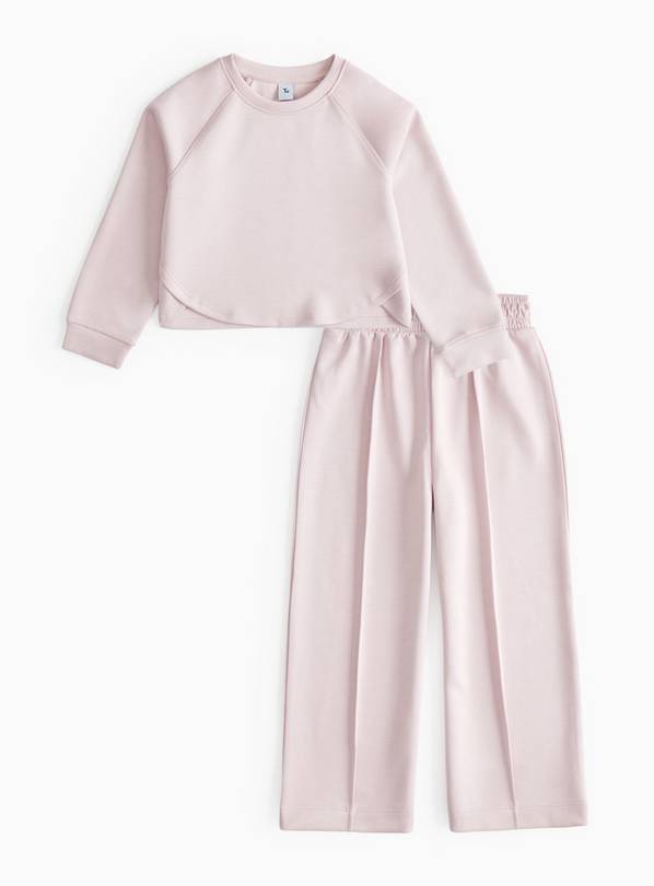 Pink Scuba Sweatshirt & Wide Leg Joggers  10 years