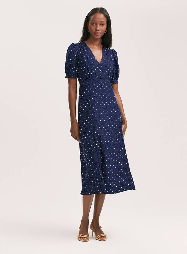 FINERY Colette Dress Navy Spot 14