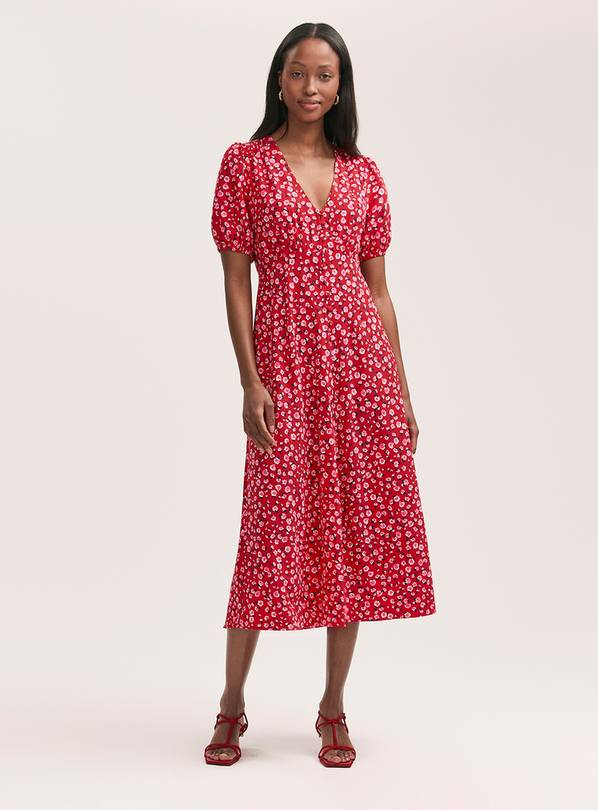 FINERY Robyn Dress Red Ditsy 18