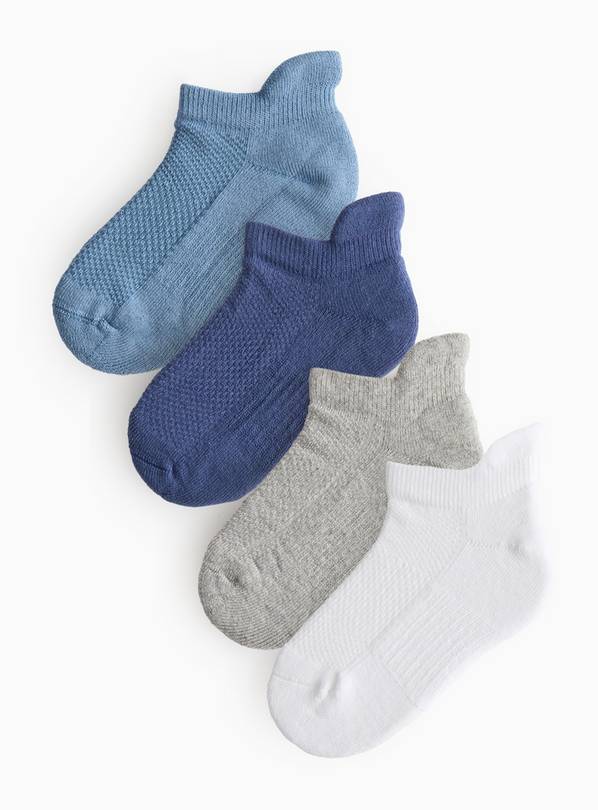 Blue Cushioned Trainer Socks 4 Pack 3-5.5