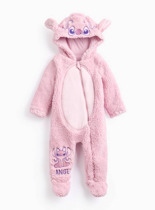 Disney Angel Pink Fluffy Fleece Hooded Sleepsuit 6-9 months