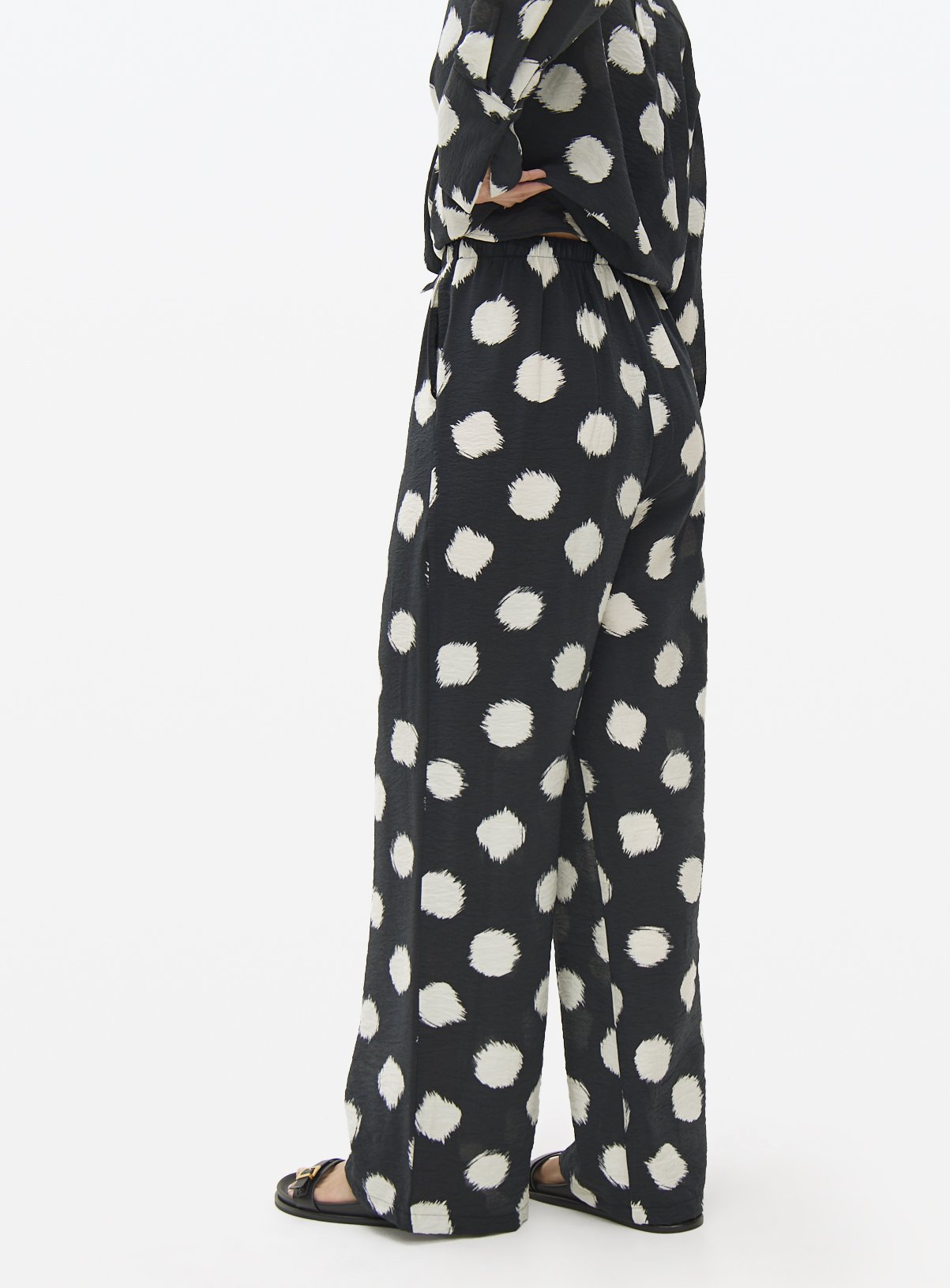 Spot Print Wide Leg Co-ord Trousers 14 - Image 4 thumbnail