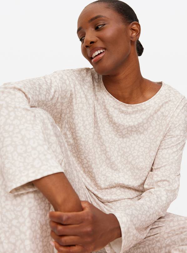 Neutral Leopard Printed Soft Touch Pyjamas  S