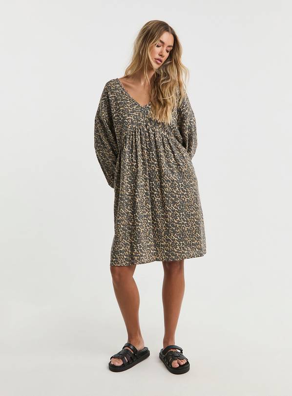 Buy SIMPLY BE Linen Leopard Print Smock Dress 32 Dresses Argos