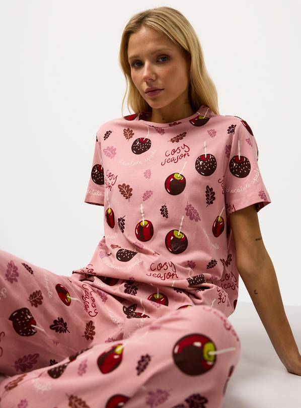 Pink Toffee Apple Printed Jersey Pyjamas XL