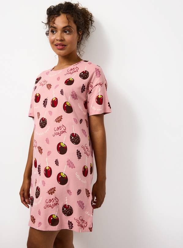 Pink Toffee Apple Printed Sleep T-Shirt XL