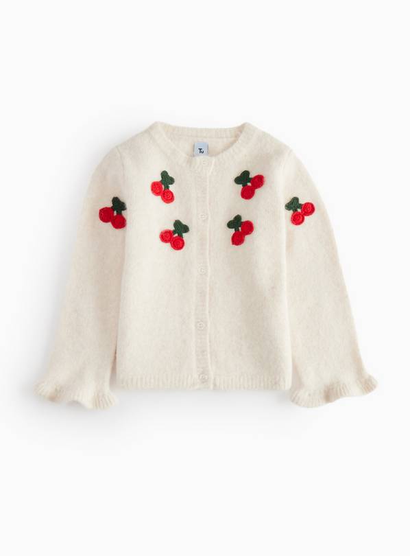 Cream Applique Cherries Knit Cardigan  2-3 years