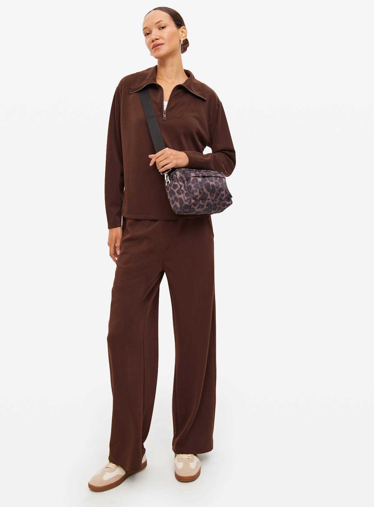 Chocolate Elevated Co-ord Wide Leg Joggers L - Image 3
