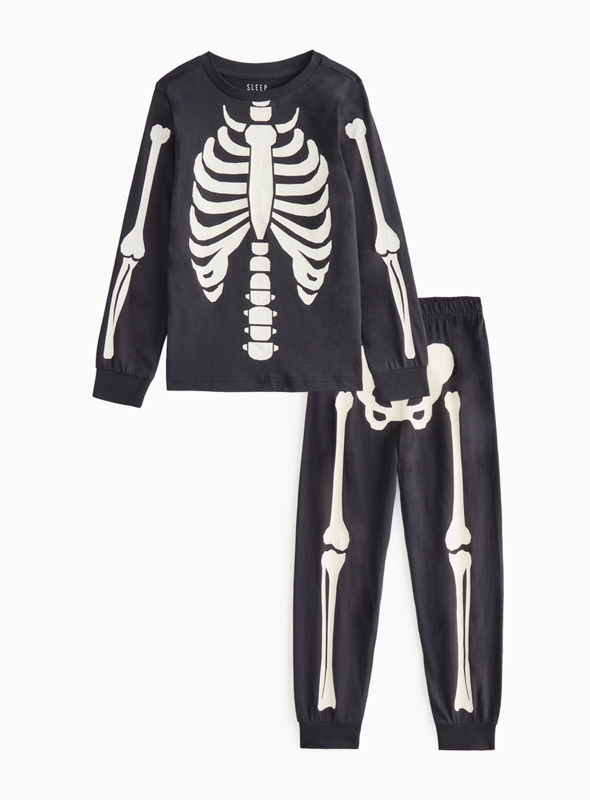 Black Black Halloween Skeleton Printed Jersey Pyjamas (4-5 Years) - Tu by Sainsbury's