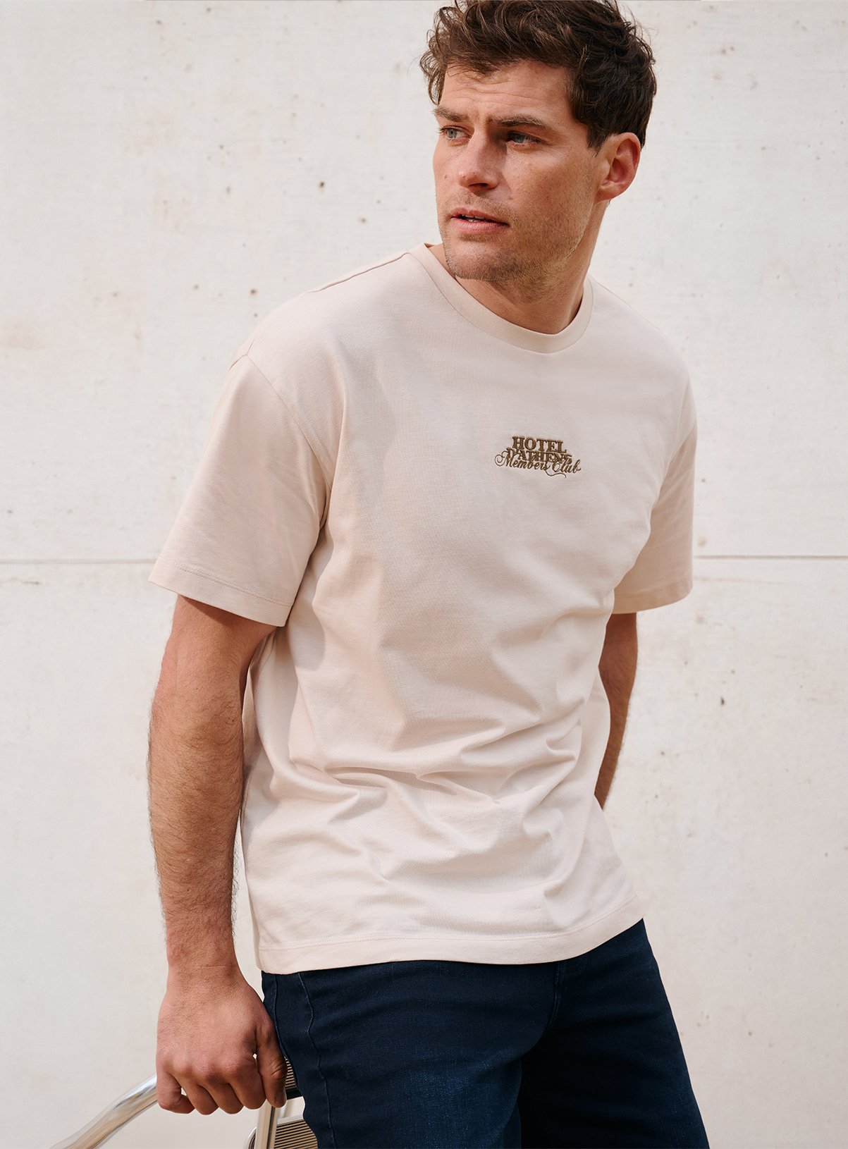 Men's Cream Hotel D'Athens Graphic T-Shirt
