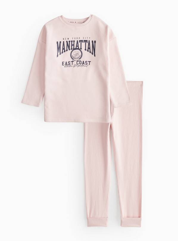 Pink Manhattan Print Sweatshirt & Leggings Pyjamas Set 7-8 years
