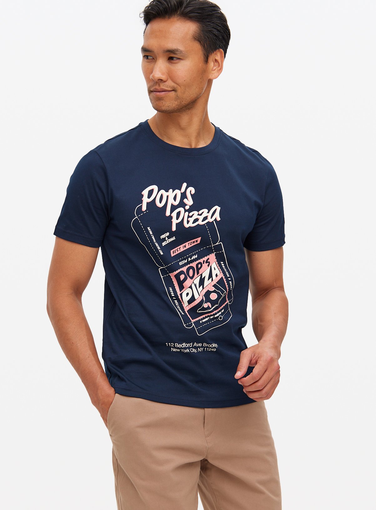 Men's Navy Pizza Graphic T-Shirt