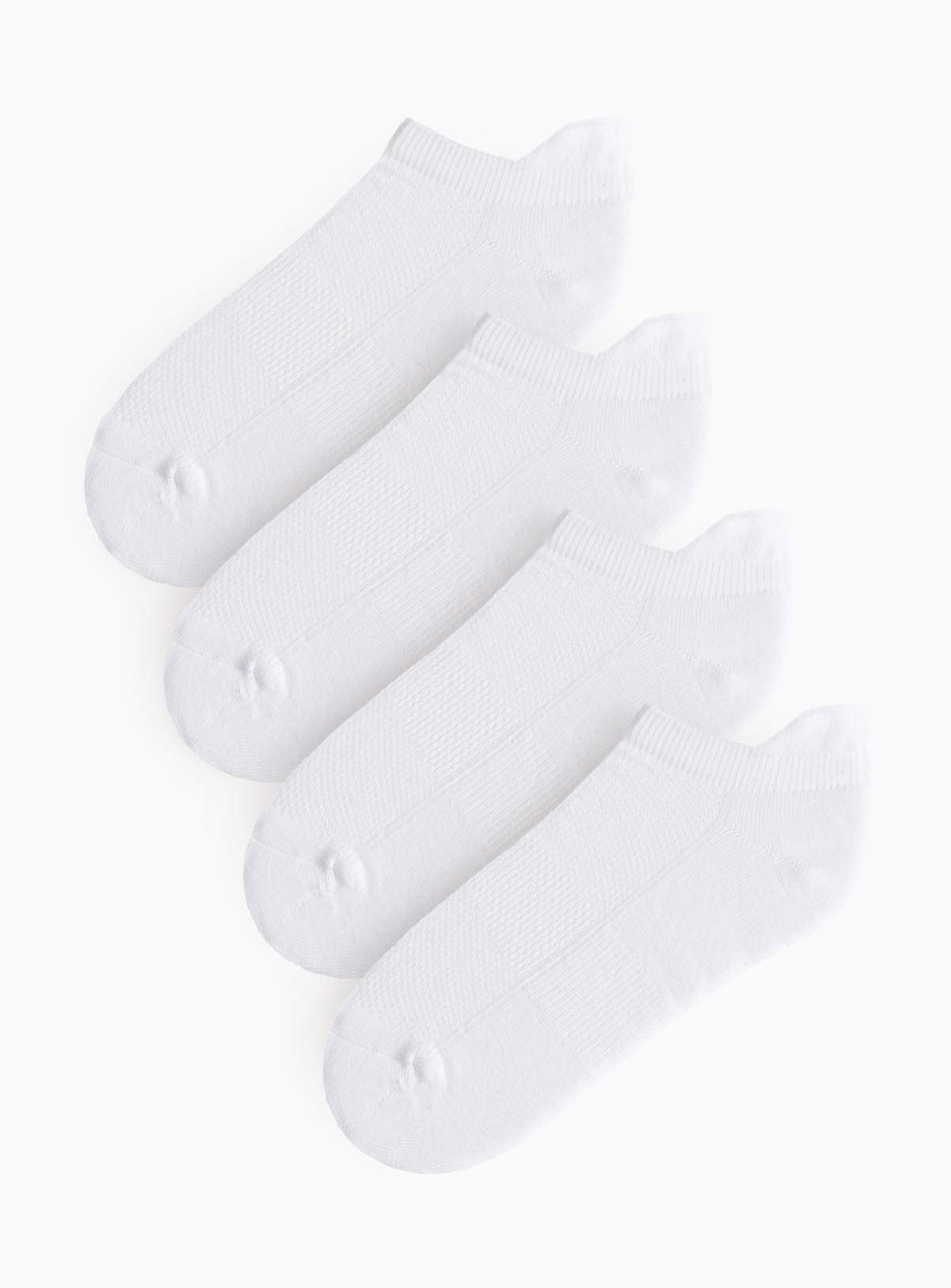 White Cushioned Sole Trainer Socks 4 Pack 9-12 - Image 1