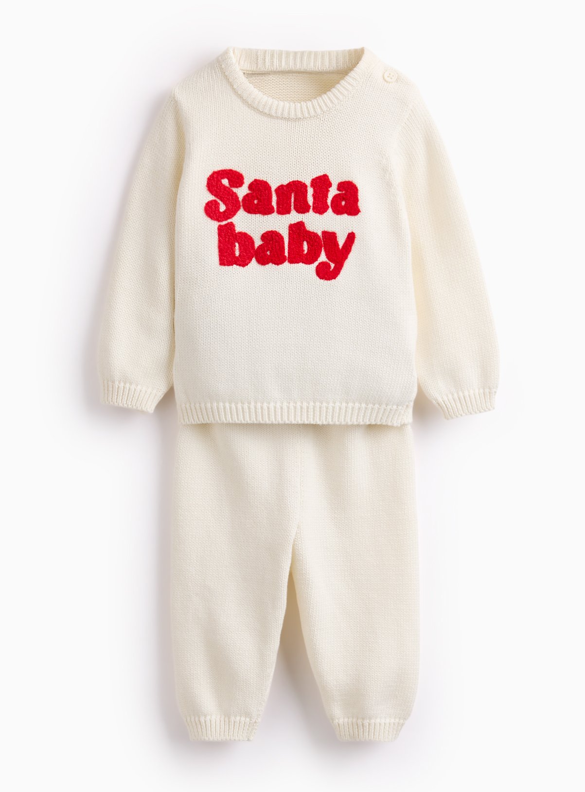 Red Red Matching Family Christmas Santa Baby Slogan Knitted Set - Tu by Sainsbury's