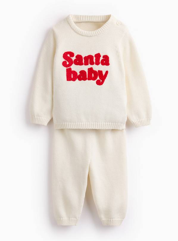 Matching Family Christmas Santa Baby Slogan Knitted Set 12-18 months