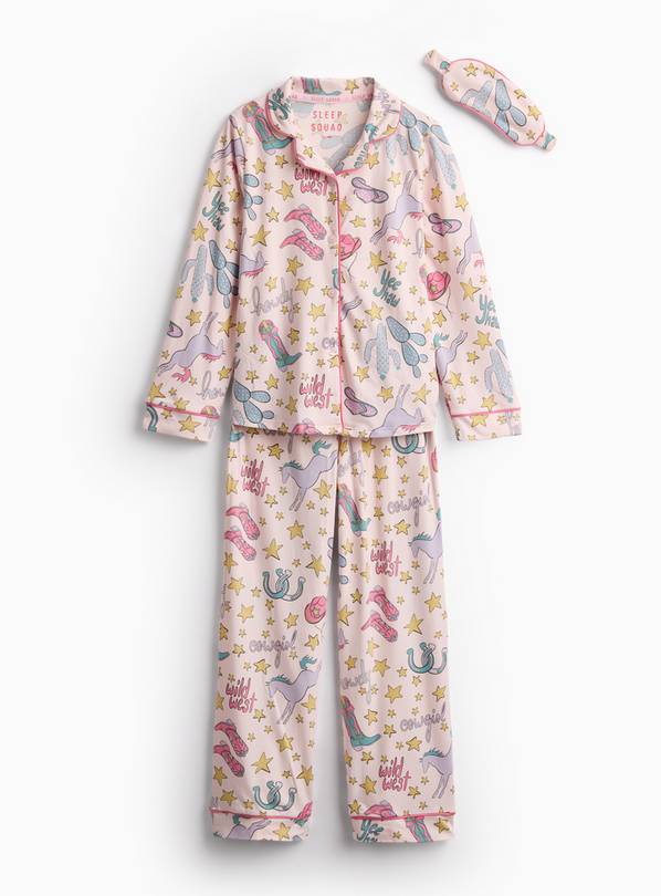 Pink Cosmic Cowgirl Printed Pyjamas & Eye Mask Set 11-12 years