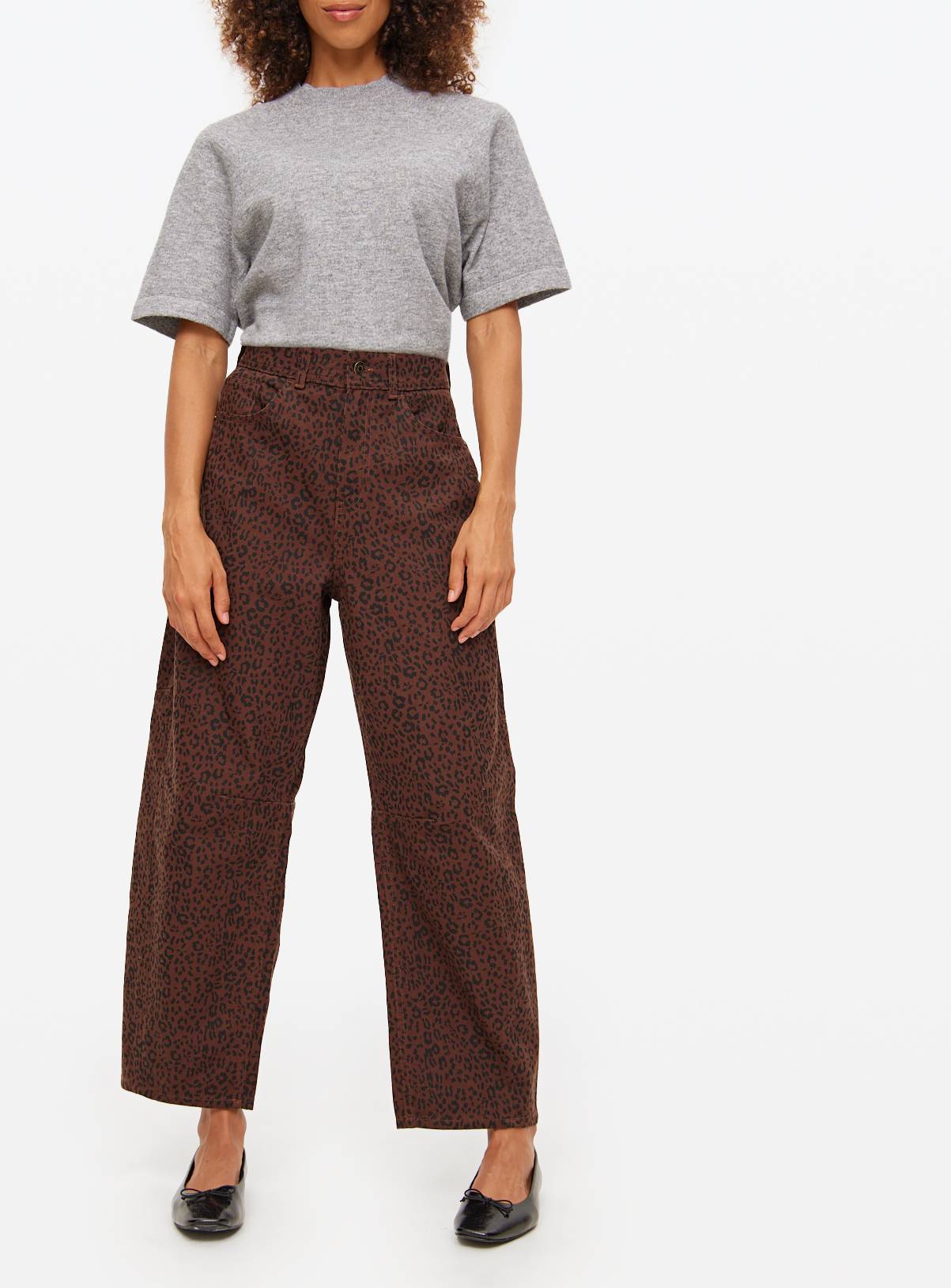 Chocolate Leopard Co-ord Print Relaxed Barrel Jeans 10L - Image 3