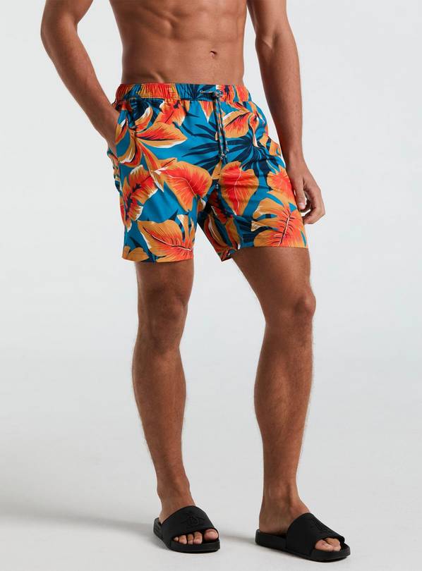 ORIGINAL PENGUIN Floral Print Swim Trunks Blue XL