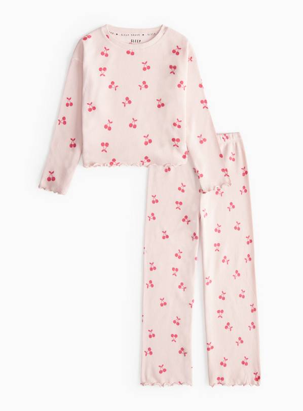 Pink Cherry Print Brushed Waffle Pyjamas 12-13 years