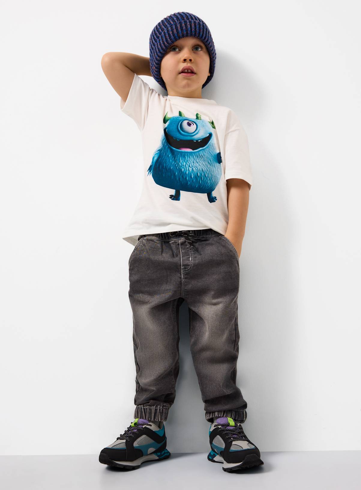 Grey Washed Denim Loopback Jeans 2-3 years - Image 1