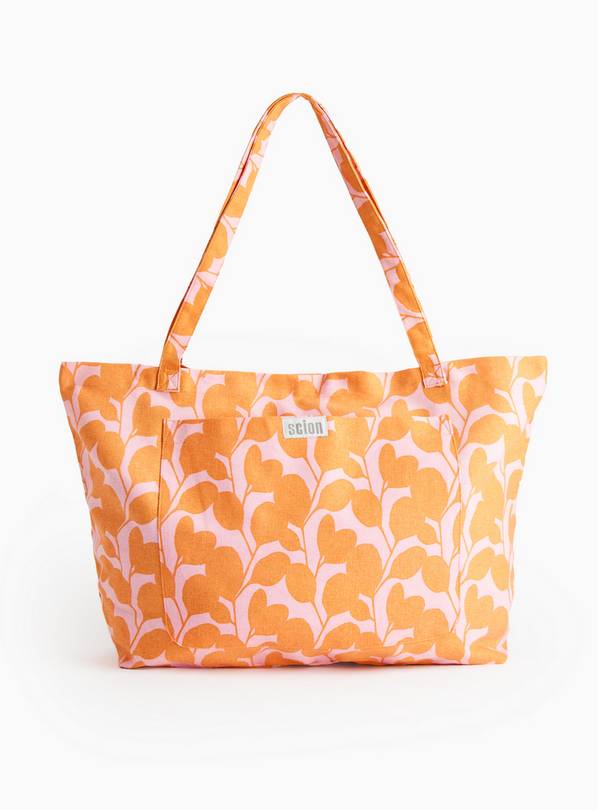Tu X Scion Orange Floral Printed Canvas Shopper Bag  One Size