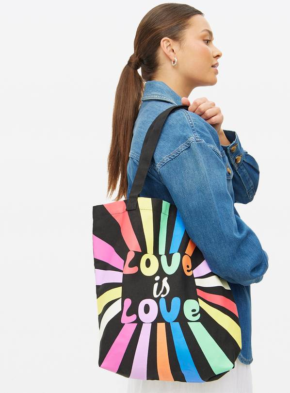 Pride Love Slogan Canvas Tote Bag One Size
