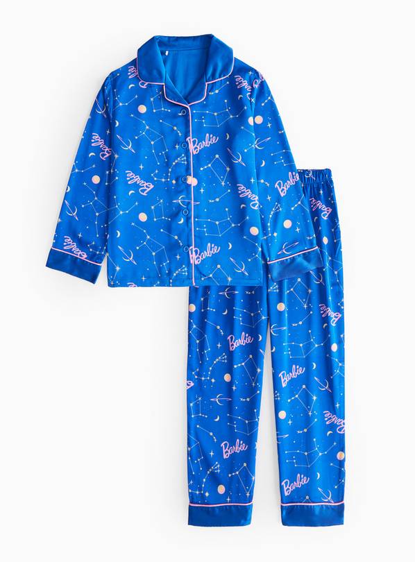 Barbie Blue Satin Printed Traditional Pyjamas 4-5 years