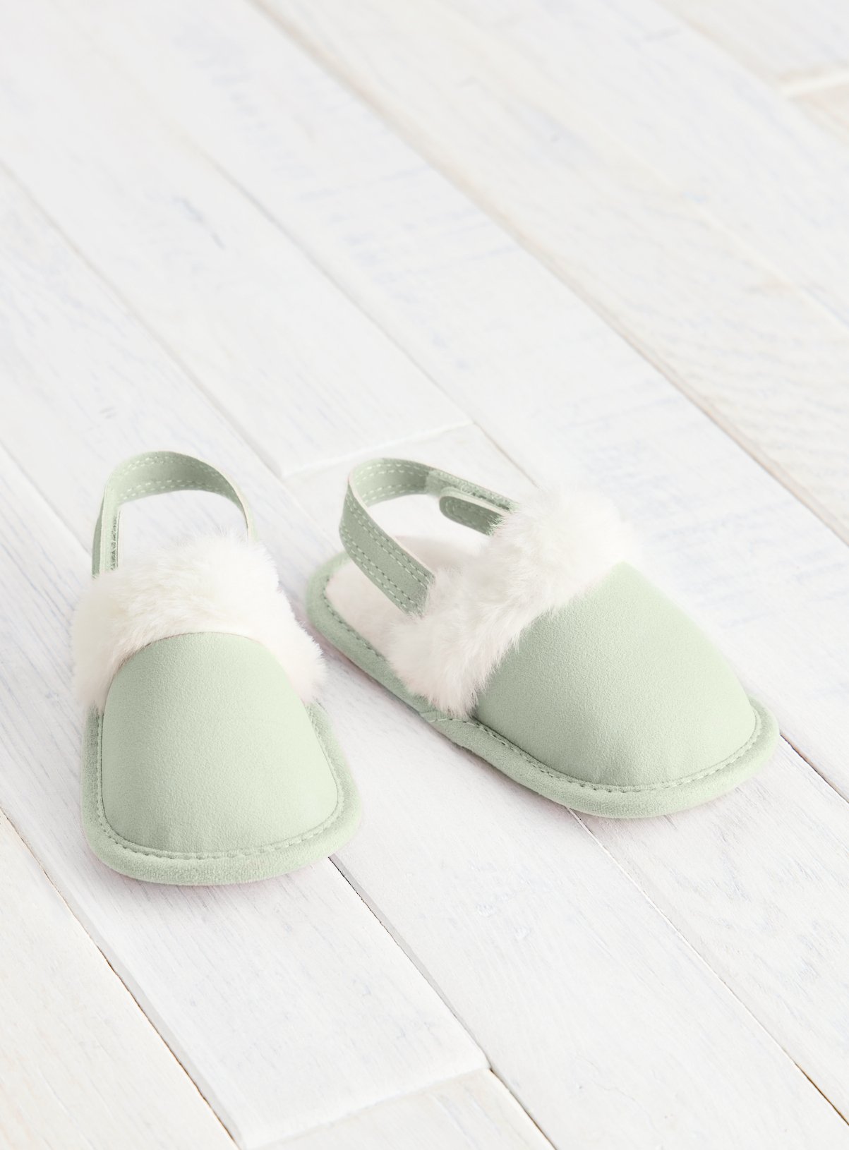 Khaki Khaki Sage Green Faux Fur Lined Ankle Strap Mules - Tu by Sainsbury's