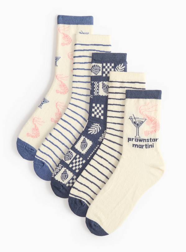 5 Pack Prawnstar Martini Ankle Socks 4-8