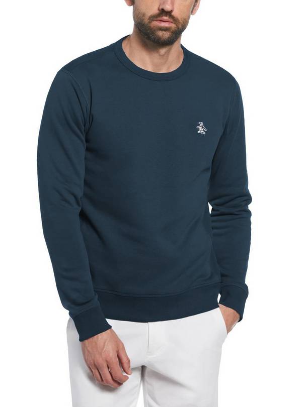 ORIGINAL PENGUIN Sticker Pete Crewneck Sweater Blue L