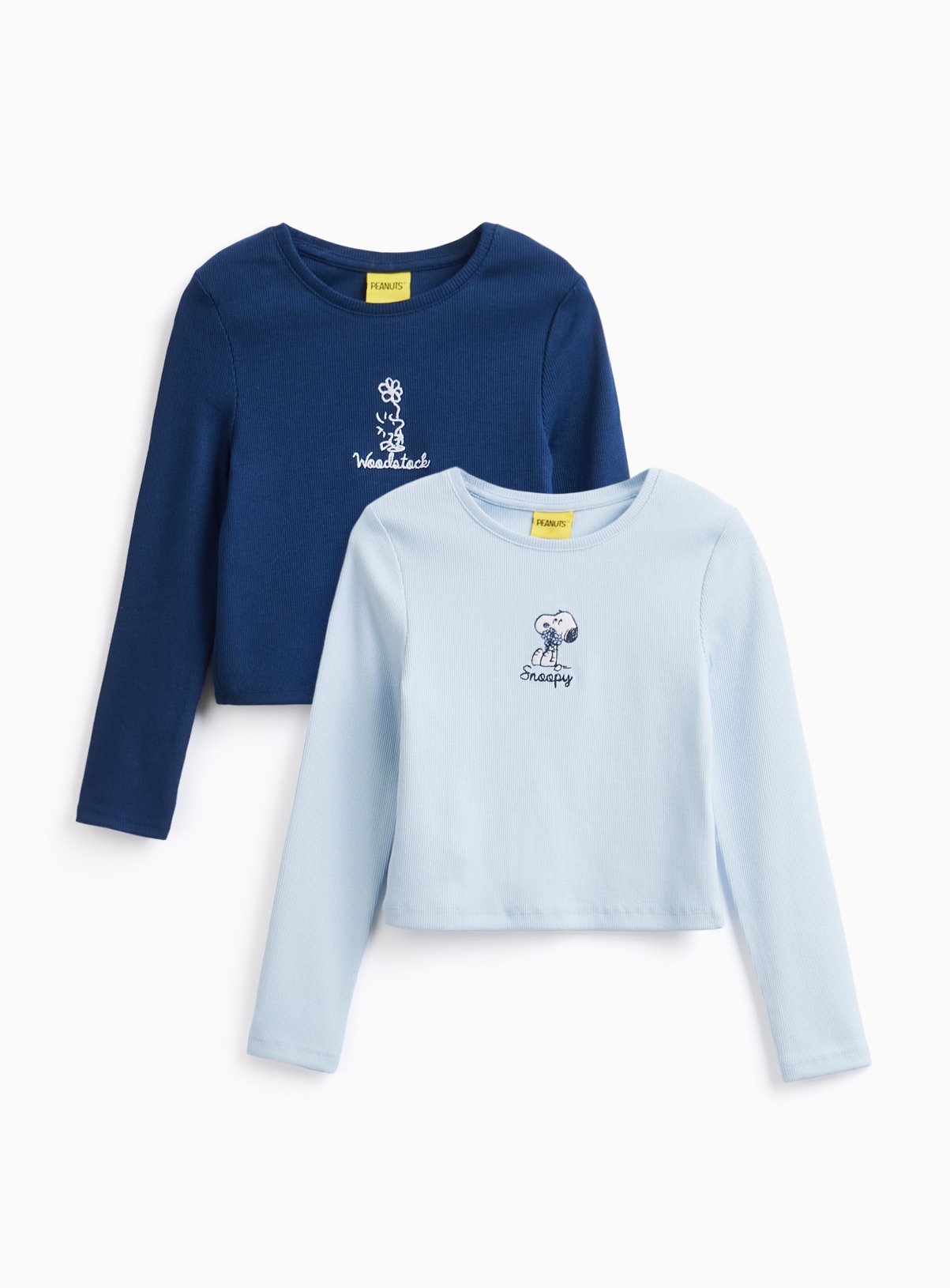 Blue Blue Snoopy Embroidered Long Sleeve Tops 2 Pack - Snoopy by Sainsbury's