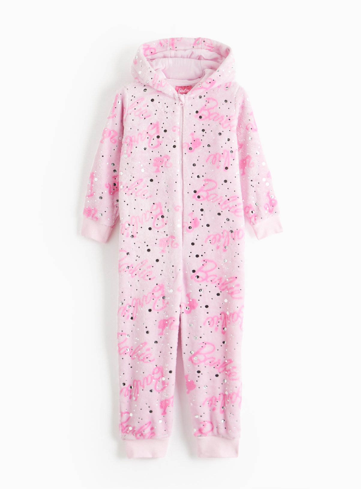 Pink Barbie Pink Print Fleece All-In-One - Barbie by Sainsbury's