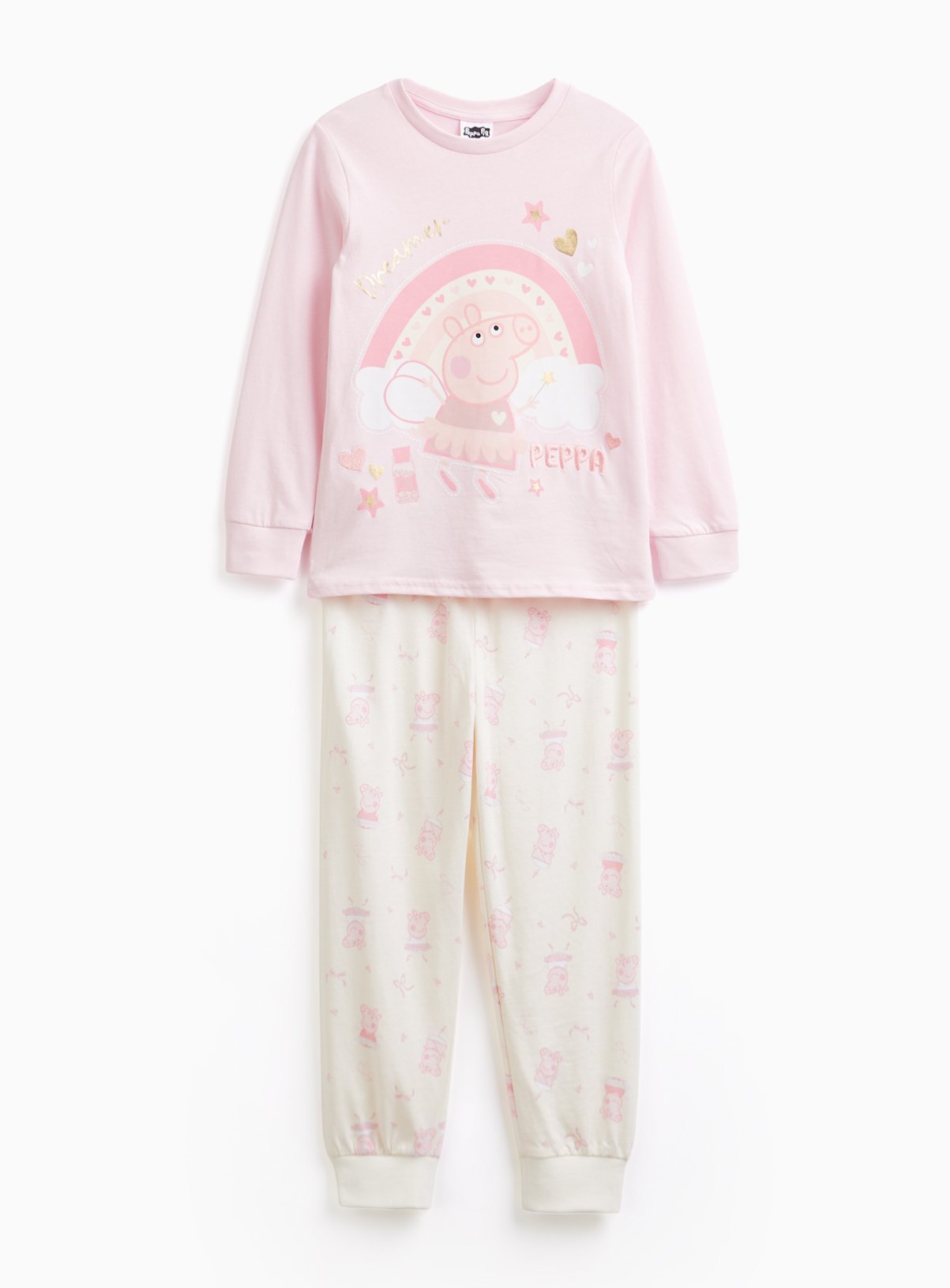 Pink Peppa Pig Pink Dreamer Slogan Jersey Pyjamas - Peppa Pig by Sainsbury's
