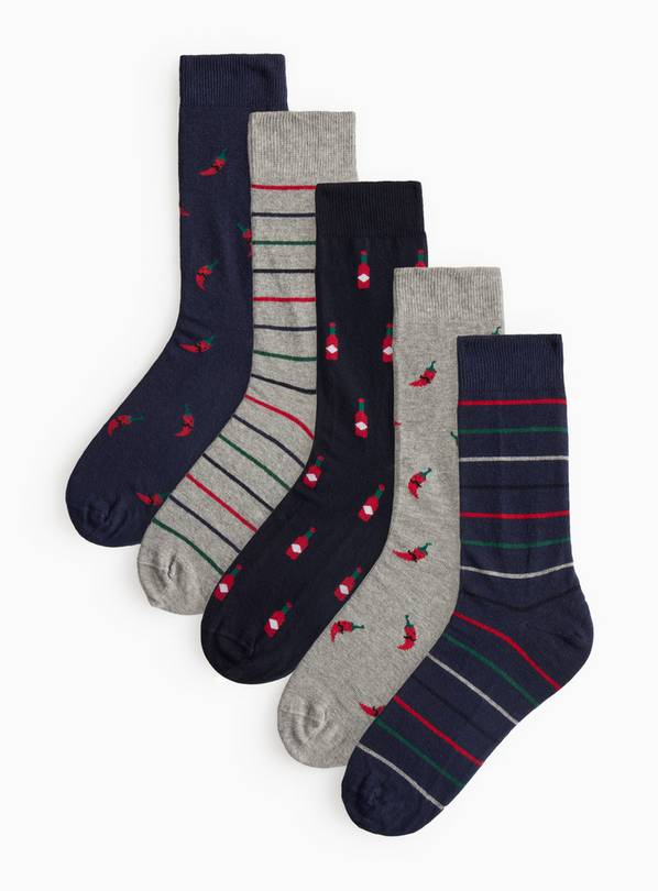 Hot Chilli Printed Ankle Socks 5 Pack 9-12