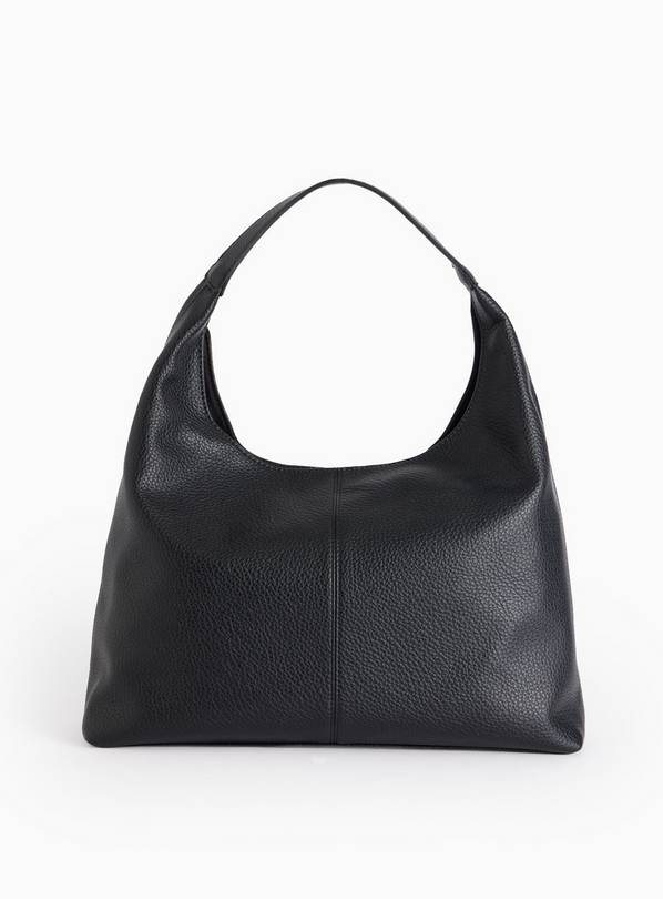 Black Faux Leather Slouch Shoulder Bag One Size