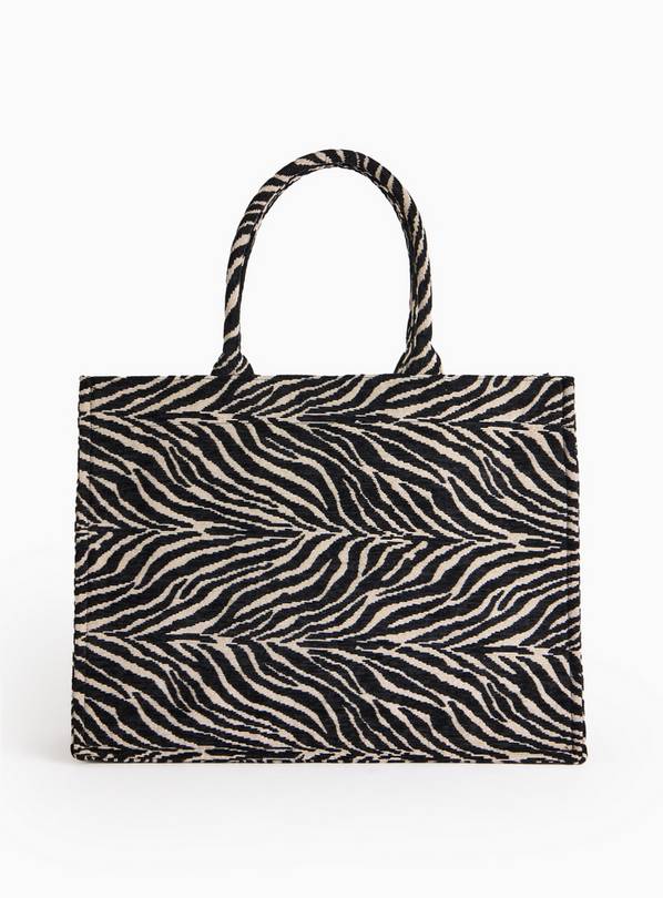 Jacquard Zebra Printed Tote Bag  One Size
